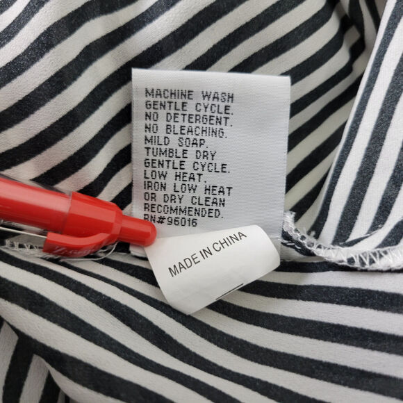 Casual Living Shirt Women Large Top Pleated Stripe 1/2 Sleeve Collared Button Up - Picture 9 of 10